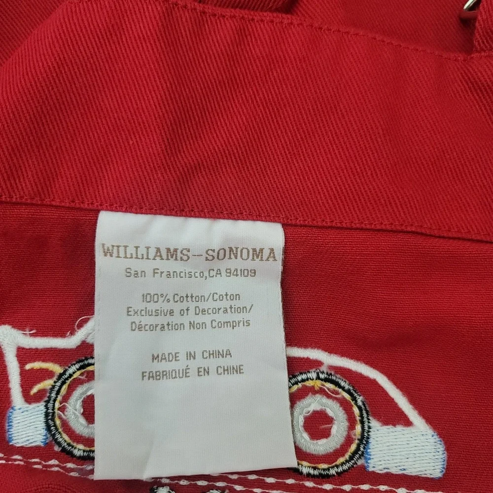 Williams-Sonoma Kids Red Race Car Apron  100%Cotton Embroidered#23 Pit Crew Chef